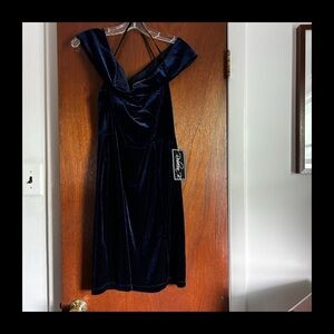 NWT Rebecca B Navy Blue Velvet Dress